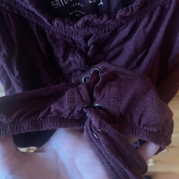 Aeropostale Maroon Off the Shoulder Top Size XS - Picture 2 of 6